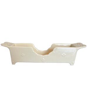 Skye McGhie 2004 Cream Lace Fine Porcelain Flatware Holder Candy Dish Tray